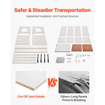 VEVOR Θήκη άμμου άμμου για πολλές γάτες, Κρυφό ντουλάπι άμμου άμμου 120 cm με 4 πόρτες και 2 εισόδους, Εσωτερική τουαλέτα γάτας, Ξύλινα έπιπλα σπιτιού για γάτες, Ταιριάζει στις περισσότερες αμμολεκάνες, Καφέ & Λευκό