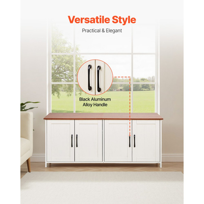 VEVOR Θήκη άμμου άμμου για πολλές γάτες, Κρυφό ντουλάπι άμμου άμμου 120 cm με 4 πόρτες και 2 εισόδους, Εσωτερική τουαλέτα γάτας, Ξύλινα έπιπλα σπιτιού για γάτες, Ταιριάζει στις περισσότερες αμμολεκάνες, Καφέ & Λευκό