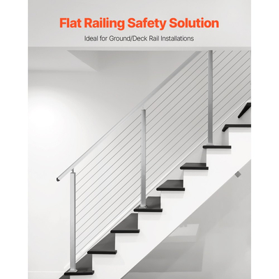 Στύλος κιγκλιδώματος καλωδίων VEVOR, στύλος κιγκλιδώματος σκάλας 42x2x2 ιντσών, με προ-τρυπημένες γωνίες 30°, στύλος ράγας καλωδίων από ανοξείδωτο χάλυβα με οριζόντια και καμπύλη βάση, 1 τεμάχιο, ασημί, 1JZLGZXYS1062TLWC001V0