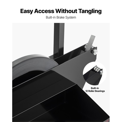 Καρότσι δεσίματος VEVOR Banding, κατάλληλο για χαλύβδινα πηνία δεσίματος με εξωτερικό μέγεθος πυρήνα 600 mm, βαρέως τύπου διανομέας δεσίματος με ελαστικούς τροχούς, κατάλληλο για εργοστάσιο, αποθήκη, χώρο φόρτωσης