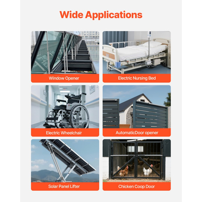 Γραμμικός Ενεργοποιητής VEVOR 12V, Αδιάβροχος Γραμμικός Ενεργοποιητής Διαδρομής 1016mm IP65, Ενεργοποιητές Κίνησης 3000N 5mm/s με Βάση Τοποθέτησης για Ηλιακούς Ιχνηλάτες, Βιομηχανικά Μηχανήματα, Ανοιχτήρι Πόρτας