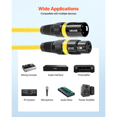 Καλώδιο VEVOR XLR 2 μ., 10 τεμάχια, θωρακισμένα ισορροπημένα καλώδια μικροφώνου DMX αρσενικού σε θηλυκό, επιχρυσωμένα καλώδια μικροφώνου XLR 3 ακίδων, για φωτισμό σκηνής, μικρόφωνα, ενισχυτή, μίκτη, συστήματα ηχείων
