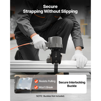 Πνευματική μηχανή δεσίματος χάλυβα VEVOR, δύναμη εφελκυσμού 8500 N, εργαλείο δεσίματος μετάλλου, εντατήρας και κοπτικό στεγανοποιητικό για μεταλλική ταινία πλάτους 32 mm, πρέσα βαρέως τύπου για συσκευασία υψηλής εφελκυσμού