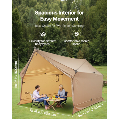 Σκηνή κάμπινγκ VEVOR, Σκηνή κάμπινγκ 2 ατόμων με γρύλο κουζίνας, αδιάβροχες χειμερινές σκηνές, στέγαστρα με αεραγωγούς, ελαφριές και φορητές σκηνές 4 εποχών για πεζοπορία, ψάρεμα, κυνήγι, σακίδιο πλάτης