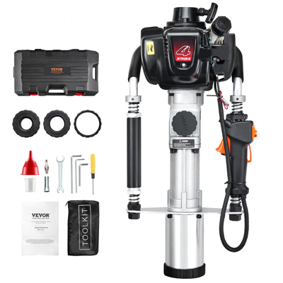 VEVOR 37,77cc βενζινοκίνητος οδηγός στύλου T, 4χρονος βενζινοκινητήρας, με κεφαλή οδήγησης 3 στύλων (45/55/88 mm), φορητός οδηγός στύλων 1000W για περιφράξεις αγροκτημάτων, ράντσων, βελτιώσεις δρόμων