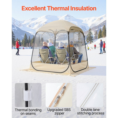 Σκηνή VEVOR Pop-up για αθλήματα, διάφανη σκηνή με φυσαλίδες 1,6x1,6 μ. για 2-4 άτομα, αδιάβροχη εξωτερική κάψουλα με πατάκι δαπέδου και κάλυμμα, σκηνές κήπου με θόλο, στέγαστρο για κάμπινγκ, ψάρεμα, επευφημίες