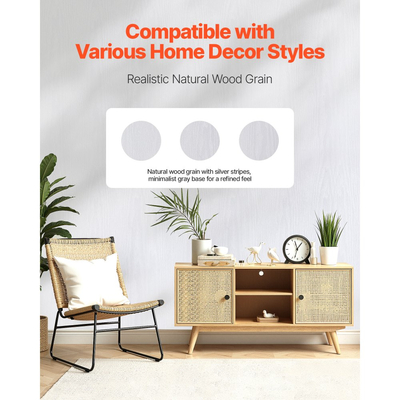 Ταπετσαρία τοίχου VEVOR Peel and Stick, 45cm x 10m Χαρτί επαφής λευκό ξύλου, αδιάβροχο, αυτοκόλλητο, εύκολο στον καθαρισμό και την αποκόλληση διακοσμητικό τοίχου βινυλίου ρολό για υπνοδωμάτιο, κουζίνα, γραφείο, μπάνιο, γραφείο