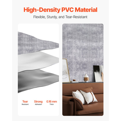 Ταπετσαρία τοίχου VEVOR Peel and Stick, 40cm x 15m Αδιάβροχο αυτοκόλλητο χαρτί επαφής, εύκολο στον καθαρισμό διακοσμητικό τοίχου βινυλίου ρολό για υπνοδωμάτιο, κουζίνα, γραφείο, μπάνιο, σκούρο γκρι βιομηχανικό στυλ