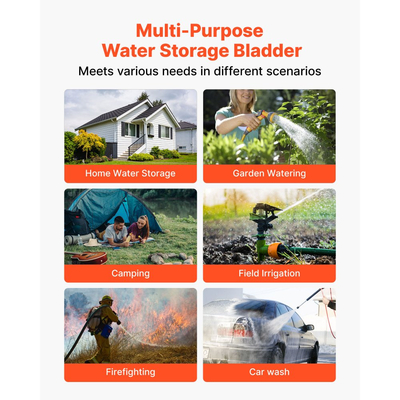 Κύστη αποθήκευσης νερού VEVOR, Δεξαμενή αποθήκευσης νερού 330L, Κύστη μαλακής σακούλας μεγάλης χωρητικότητας από PVC 1000D, Πτυσσόμενη φορητή για άρδευση κήπου, κάμπινγκ, τροχόσπιτα, χρήση έκτακτης ανάγκης - Μαύρο