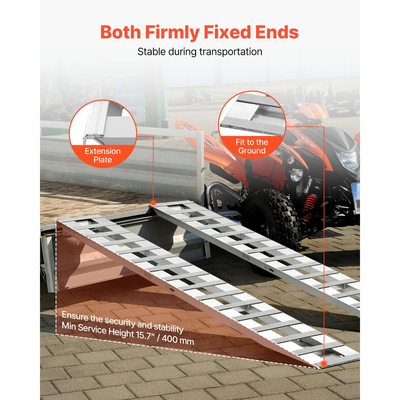 Ράμπες Φόρτωσης VEVOR, 2 τεμάχια 2400 x 380 mm, Σετ ράμπας ρυμούλκησης από ανθεκτικό αλουμίνιο και βαρέως τύπου με αντιολισθητικές πλάκες, Συνδυασμένη χωρητικότητα 2721,6 kg, για καρότσια, γεωργικά τρακτέρ, ATV, χλοοκοπτικά, μοτοσικλέτες