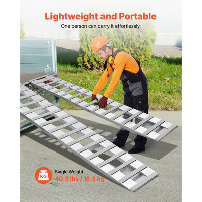 Ράμπες Φόρτωσης VEVOR, 2 τεμάχια 2400 x 380 mm, Σετ ράμπας ρυμούλκησης από ανθεκτικό αλουμίνιο και βαρέως τύπου με αντιολισθητικές πλάκες, Συνδυασμένη χωρητικότητα 2721,6 kg, για καρότσια, γεωργικά τρακτέρ, ATV, χλοοκοπτικά, μοτοσικλέτες