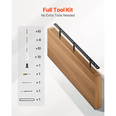 Βάση στήριξης ραφιών VEVOR 1 τεμάχιο, 190 λίβρες/86 κιλά, 34x6,2x1,5 ίντσες / 863,6x157,4x38,1 mm, Βάση στήριξης κρυφών ραφιών βαρέως τύπου, Αόρατη βάση στήριξης ραφιών για τοποθέτηση σε τοίχο