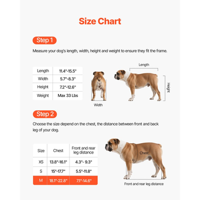 Αναπηρικό αμαξίδιο σκύλου VEVOR για πίσω πόδια, ρυθμιζόμενο 2 τροχούς, ελαφρύ καρότσι σκύλου με τροχούς απορρόφησης κραδασμών, αναπηρικό αμαξίδιο υποστήριξης κινητικότητας για τραυματισμένους σκύλους με αναπηρία έως 15 κιλά, μεσαίο