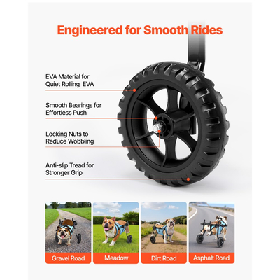 Αναπηρικό αμαξίδιο σκύλου VEVOR για πίσω πόδια, ρυθμιζόμενο 2 τροχούς, ελαφρύ καρότσι σκύλου με τροχούς απορρόφησης κραδασμών, αναπηρικό αμαξίδιο υποστήριξης κινητικότητας για τραυματισμένους σκύλους με αναπηρία έως 15 κιλά, μεσαίο