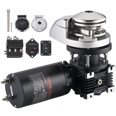 VEVOR Κάθετο Βαρούλκο Ψαρέματος, 12V DC 1100W, Συστήματα Αγκύρωσης Βαρούλκου Κατάλληλα για Αλυσίδα 6,35 mm ή Νάιλον Σχοινί 14,3 & 15,9 mm, Μέγιστη Ροπή 320 kg, Κατασκευή από Ανοξείδωτο Ατσάλι 316, για Σκάφη 6-11 m