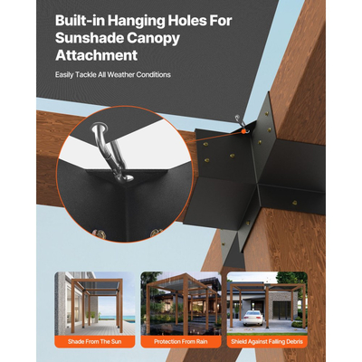 Κιτ βάσης πέργκολας VEVOR, 6x6 ίντσες (εσωτερικό μέγεθος 142 x 142 mm), 2 τεμάχια 4-πλευρών βαρέως τύπου γωνιακή βάση, κιτ βάσης στύλου DIY από ξύλο, εύκολη εγκατάσταση ξύλινων δοκών για κιόσκια, πέργκολες βεράντας, ξύλινη καμπίνα