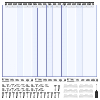 VEVOR Διαφανής Λωρίδα Κουρτίνας PVC, Ύψος 2,1 m x Πλάτος 0,96 m x Πάχος 2 mm, 6 τεμάχια Λωρίδες Κουρτίνας για Ψυγείο Κατάψυξης, Θερμομονωτικές Λωρίδες Πλαστικής Πόρτας για Αποθήκη, Κατάψυξη, Πόρτες Γκαράζ