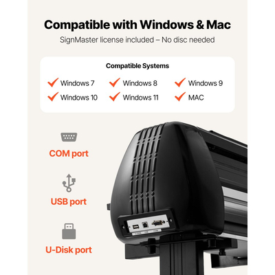 Μηχανή κοπής βινυλίου VEVOR, μέγιστο πλάτος τροφοδοσίας 870 mm, διπλές λεπίδες, ρυθμιζόμενη δύναμη και ταχύτητα, οθόνη LED, κόφτης βινυλίου plotter σε πακέτο με αυτοκόλλητα φύλλα, μεμβράνη μεταφοράς, λογισμικό Signmaster