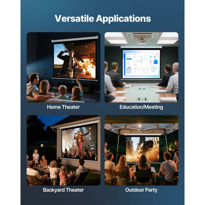 Χειροκίνητη οθόνη προβολέα VEVOR, 1829 mm 4:3 4K 1080 HD Αναδιπλούμενη οθόνη προβολέα προς τα κάτω, Προβολή ταινίας τοίχου με σχοινί έλξης, Φορητή οθόνη προβολής για οικογενειακό, οικιακό και γραφείο, κινηματογράφο