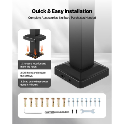 Χειρολισθήρες VEVOR για εξωτερικά σκαλοπάτια, ρυθμιζόμενο ύψος 2-3 σκαλοπατιών, Μεταβατικό κιγκλίδωμα από ανθρακούχο χάλυβα με κιτ εγκατάστασης, Εξωτερικό κιγκλίδωμα για σκαλοπάτια, σκάλες από σκυρόδεμα ή ξύλο, βεράντα, ματ μαύρο