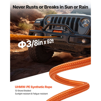 Ηλεκτρικό βαρούλκο VEVOR, χωρητικότητα φορτίου 5400 kg, βαρούλκο φορτηγού 12V DC με συνθετικό σχοινί Φ9,5 mm x 28 m, ασύρματο και ενσύρματο τηλεχειριστήριο, αδιάβροχο IP67 για ρυμούλκηση εκτός δρόμου SUV, τζιπ, ρυμουλκούμενου σκάφους