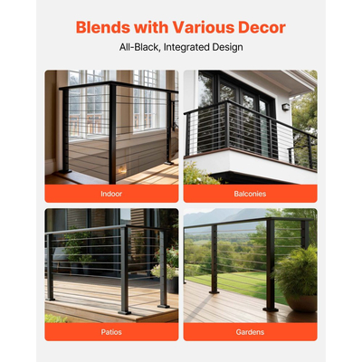 VEVOR Πακέτο 2 Γωνιακών Συνδετήρων για Κουπαστή, Αξεσουάρ Επέκτασης Κουπαστής Σκάλας, Εξαρτήματα Συνδετήρα Κουπαστής POM για Ορθογώνια Κουπαστή Καλωδίου, Σύστημα Σιδηροδρομικής Σύνδεσης Καταστρώματος Εξωτερικού Χώρου, Ματ Μαύρο, HT-05