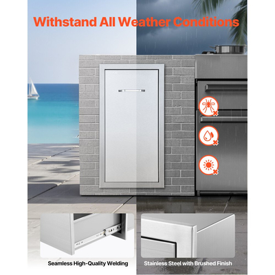 Συρτάρι απορριμμάτων κουζίνας VEVOR εξωτερικού χώρου, 13,54"Π x 19,61"Β x 25,79"Υ, εσωτερική αποθήκευση, συρτάρια κουζίνας πολλαπλών χρήσεων εξωτερικού χώρου από ανοξείδωτο ατσάλι, μέγιστη χωρητικότητα 55 λίβρες ανά επίπεδο, για κουζίνες BBQ εξωτερικού χώρου