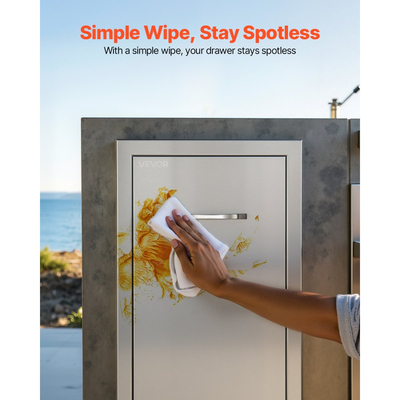 Συρτάρι απορριμμάτων κουζίνας VEVOR εξωτερικού χώρου, 13,54"Π x 19,61"Β x 25,79"Υ, εσωτερική αποθήκευση, συρτάρια κουζίνας πολλαπλών χρήσεων εξωτερικού χώρου από ανοξείδωτο ατσάλι, μέγιστη χωρητικότητα 55 λίβρες ανά επίπεδο, για κουζίνες BBQ εξωτερικού χώρου