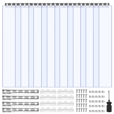 VEVOR Διαφανής Λωρίδα Κουρτίνας PVC, Ύψος 2,1 m x Πλάτος 1,2 m x Πάχος 2 mm, 8 τεμάχια Λωρίδες Κουρτίνας για Ψυγείο Κατάψυξης, Θερμομονωτικές Λωρίδες Πλαστικής Πόρτας για Αποθήκη, Κατάψυξη, Πόρτες Γκαράζ