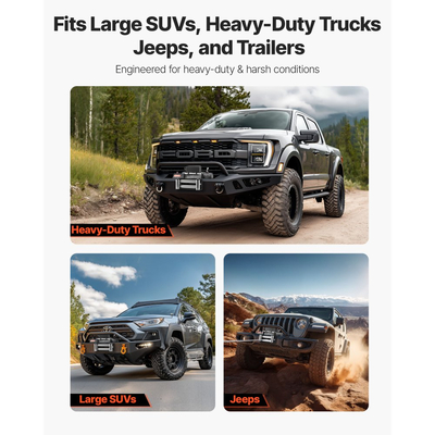 Ηλεκτρικό βαρούλκο VEVOR, χωρητικότητα φορτίου 6100 kg, βαρούλκο φορτηγού 12V DC με ατσάλινο σχοινί Φ9,5 mm x 24 m, ασύρματο και ενσύρματο τηλεχειριστήριο, αδιάβροχο IP55 για ρυμούλκηση SUV, τζιπ, ρυμουλκούμενου, σκάφους, εκτός δρόμου