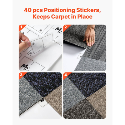 Πλακάκια χαλιού VEVOR Επαναχρησιμοποιούμενα 508 x 508 mm, 24 τεμάχια αρθρωτό τετράγωνο χαλί, Εμπορικό δάπεδο με μαλακή επένδυση για κάλυψη χωρίς ραφές 6.2㎡, Εύκολη αντικατάσταση DIY για σαλόνι, υπνοδωμάτιο, γραφείο, εσωτερικό, πολύχρωμο