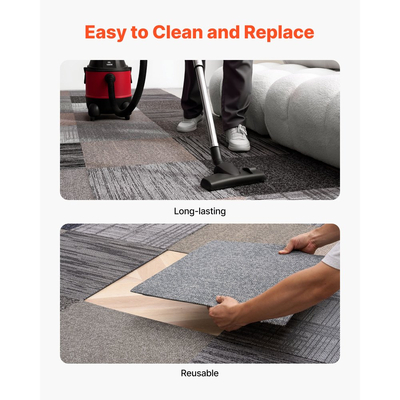 Πλακάκια χαλιού VEVOR Επαναχρησιμοποιούμενα 508 x 508 mm, 24 τεμάχια αρθρωτό τετράγωνο χαλί, Εμπορικό δάπεδο με μαλακή επένδυση για κάλυψη χωρίς ραφές 6.2㎡, Εύκολη αντικατάσταση DIY για σαλόνι, υπνοδωμάτιο, γραφείο, εσωτερικό, πολύχρωμο