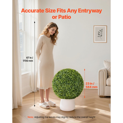 Τεχνητή μπάλα VEVOR Topiary, μπάλες φυτών ψεύτικου πυξαριού 584 χιλιοστών, ψεύτικο μεταξωτό δέντρο που μοιάζει με αληθινό, εύκολη συναρμολόγηση για διακόσμηση μπροστινής βεράντας, εξωτερικού χώρου, αυλής, κήπου, μπαλκονιού και εσωτερικού χώρου σπιτιού, πράσινο
