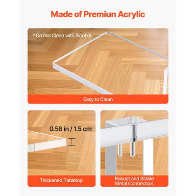 Τραπέζι Κονσόλας VEVOR Ακρυλικό, 2 Επίπεδα Στενό Πλαϊνό Γραφείο με Ανοιχτό Κάτω Αποθηκευτικό Χώρο, Μοντέρνο Ορθογώνιο Ακρυλικό Τελικό Τραπέζι, Διαφανές Γραφείο Εισόδου για Φουαγιέ, Διάδρομο, Σαλόνι, 19,3 x 100 x 80 cm (Διαφανές)