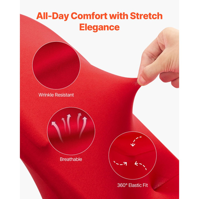 VEVOR 50 τεμάχια κόκκινα καλύμματα καρέκλας, κάλυμμα καρέκλας από πολυεστέρα και σπάντεξ, ελαστικά καλύμματα για γάμο, πάρτι, τραπεζαρία, δεξιώσεις, καλύμματα καρέκλας με επίπεδη πρόσοψη, κατάλληλα για καρέκλα. Διαστάσεις έως 17,72 x 18,11 x 30,31 ίντσες.