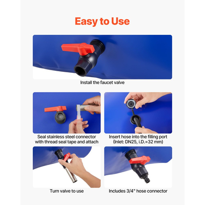 Κύστη αποθήκευσης νερού VEVOR 400L μεγάλης χωρητικότητας, τσάντα νερού, φορητό & πτυσσόμενο δοχείο μαλακού νερού, στεγανή & ανθεκτική σε σχίσιμο δεξαμενή αποθήκευσης νερού έκτακτης ανάγκης από PVC για τροχόσπιτα & εξωτερική χρήση