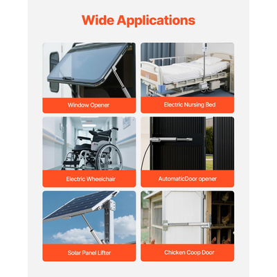 Γραμμικός Ενεργοποιητής VEVOR 12V, Διαδρομή 203,2 mm IP65 Αδιάβροχος Γραμμικός Ενεργοποιητής, Ενεργοποιητές Κίνησης 675lbs/3000N 0,2"/s με Βάση Τοποθέτησης για Ηλιακούς Ιχνηλάτες, Βιομηχανικά Μηχανήματα, Ανοιχτήρι Πόρτας