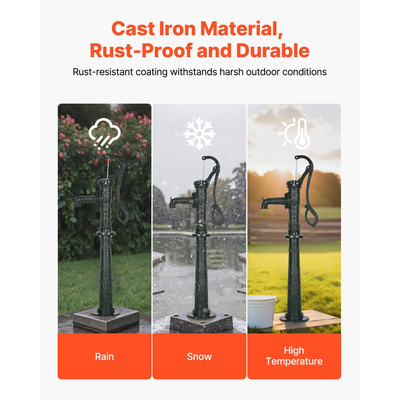 Χειροκίνητη αντλία κανάτας VEVOR Well, μέγιστης ανύψωσης 20 ft, χειροκίνητη χειροκίνητη αντλία νερού από χυτοσίδηρο αντίκα με βάση ανύψωσης, σύνδεση NPT 1-1/4 in, εύκολη εγκατάσταση, για εξωτερικό κήπο, λίμνη, αυλή, αγρόκτημα, πράσινο