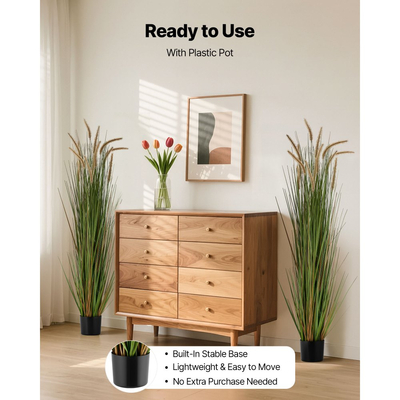 Τεχνητό φυτό χόρτου VEVOR, 2 συσκευασίες 1499 χιλιοστών καλαμιού αλογοουράς σε γλάστρα, Premium PVC Faux ψεύτικο φυτό θάμνων πρασίνου για εσωτερικούς χώρους, εξωτερικό σπίτι, κήπο, γραφείο, διακόσμηση δωματίου, εγκαίνια σπιτιού, πράσινο