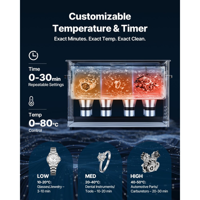 VEVOR 30L Υπερήχων Καθαριστικό, Επαγγελματικό Υπερήχων Καθαριστικό με Καλάθι Καθαρισμού & Ψηφιακή Οθόνη, Βιομηχανικό Καθαριστικό Μηχανής από Ανοξείδωτο Ατσάλι 480W 40kHz για Ανταλλακτικά, Καρμπυρατέρ, Όργανα