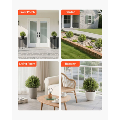 Τεχνητά κυπαρίσσια VEVOR με στάχυ εδάφους, 2 σετ 406 χιλιοστών ψεύτικοι θάμνοι και θάμνοι σε γλάστρες, τεχνητό δέντρο μεταξιού που μοιάζει με αληθινό για διακόσμηση, μπροστινή βεράντα, εξωτερική εσωτερική βεράντα, κήπο, μπαλκόνι, πίσω αυλή