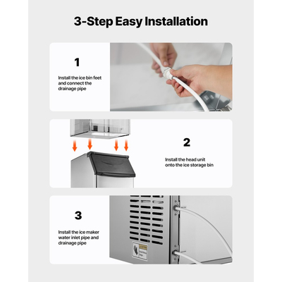 Κάδος αποθήκευσης πάγου VEVOR Επαγγελματικός, Κάδος πάγου χωρητικότητας 136 κιλών, Επαγγελματικός κάδος αποθήκευσης πάγου από ανοξείδωτο χάλυβα με ρυθμιζόμενα αντιολισθητικά πόδια από καουτσούκ, κατάλληλος για εστιατόρια, ξενοδοχεία και καταστήματα ποτών