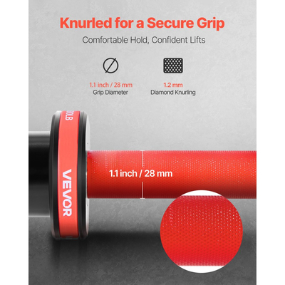 Μπάρα VEVOR 220cm, Κατάλληλη για πλάκες βάρους 2 ιντσών, Μπάρα με ραβδωτή λαβή για προπόνηση δύναμης, άρση βαρών, καθίσματα, άρση θανάτου, πιέσεις πάγκου, κάμψεις, πιέσεις εναέριας κυκλοφορίας, χωρητικότητα 1000lbs/453kg