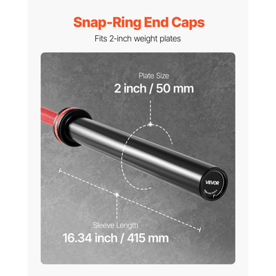 Μπάρα VEVOR 220cm, Κατάλληλη για πλάκες βάρους 2 ιντσών, Μπάρα με ραβδωτή λαβή για προπόνηση δύναμης, άρση βαρών, καθίσματα, άρση θανάτου, πιέσεις πάγκου, κάμψεις, πιέσεις εναέριας κυκλοφορίας, χωρητικότητα 1000lbs/453kg
