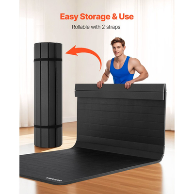 Χαλί πάλης VEVOR 3x1.5m, παχύ χαλί πολεμικών τεχνών για γυμναστική στο σπίτι, άσκηση, αδιάβροχα χαλάκια προπόνησης PVC Roll-Up για γυμναστική, τατάμι, jiu jitsu BJJ MMA τζούντο, πυγμαχία, μαύρο