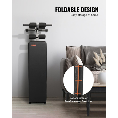 Πάγκος κοιλιακών VEVOR, πτυσσόμενος καμπύλος πάγκος κοιλιακών με 5 ρυθμιζόμενες ρυθμίσεις ύψους, ανθεκτικός χάλυβας, αντιολισθητικός σχεδιασμός, χωρητικότητα 226 κιλών για προπονήσεις γυμναστικής στο σπίτι, προπόνηση ενδυνάμωσης, ολόκληρους μύες σώματος