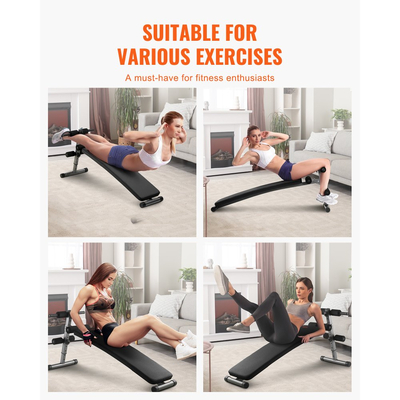 Πάγκος κοιλιακών VEVOR, πτυσσόμενος καμπύλος πάγκος κοιλιακών με 5 ρυθμιζόμενες ρυθμίσεις ύψους, ανθεκτικός χάλυβας, αντιολισθητικός σχεδιασμός, χωρητικότητα 226 κιλών για προπονήσεις γυμναστικής στο σπίτι, προπόνηση ενδυνάμωσης, ολόκληρους μύες σώματος