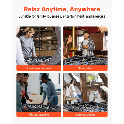 Τραπέζι ποδοσφαιράκι VEVOR, τραπέζι κανονικού μεγέθους 137 cm, τραπέζια ποδοσφαιράκι εσωτερικού χώρου πλήρους μεγέθους για το σπίτι, την οικογένεια και την αίθουσα παιχνιδιών, ανθεκτικό σετ ποδοσφαίρου, περιλαμβάνει 4 μπάλες, βάση στήριξης σκορ και 2 θήκες για ποτήρια