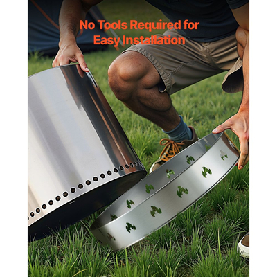 Βάση φωτιάς VEVOR για ατομική σόμπα, δαχτυλίδι φωτιάς άκαπνης 68,6 cm, αξεσουάρ πλαισίου στήριξης τζακιού από ανοξείδωτο ατσάλι, φορητά εργαλεία στήριξης εξωτερικού χώρου για κάμπινγκ για τζάκι