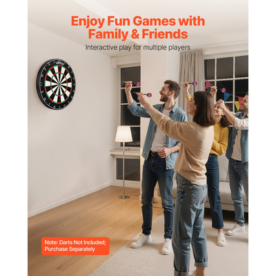 Βελάκια VEVOR, Αυτοεπιδιορθούμενη Βελάκια από Ίνες Σιζάλ Υψηλής Ποιότητας με Στυλό Bullseye χωρίς Συνδετήρες, Σύρμα Λάμας & Περιστρεφόμενο Δακτύλιο Αριθμών, Επαγγελματική Βελάκια 450 χιλ. για Αίθουσα Παιχνιδιών στο Σπίτι (Δεν Περιλαμβάνονται Βελάκια)